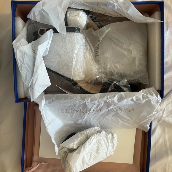 Stuart Weitzman Nunaked Straight Ankle Strap Heels - black suede - Picture 8 of 10